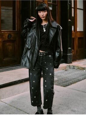 FREE PEOPLE x We The Free Deep Trance Shine Embroidered Boyfriend Jeans size 27